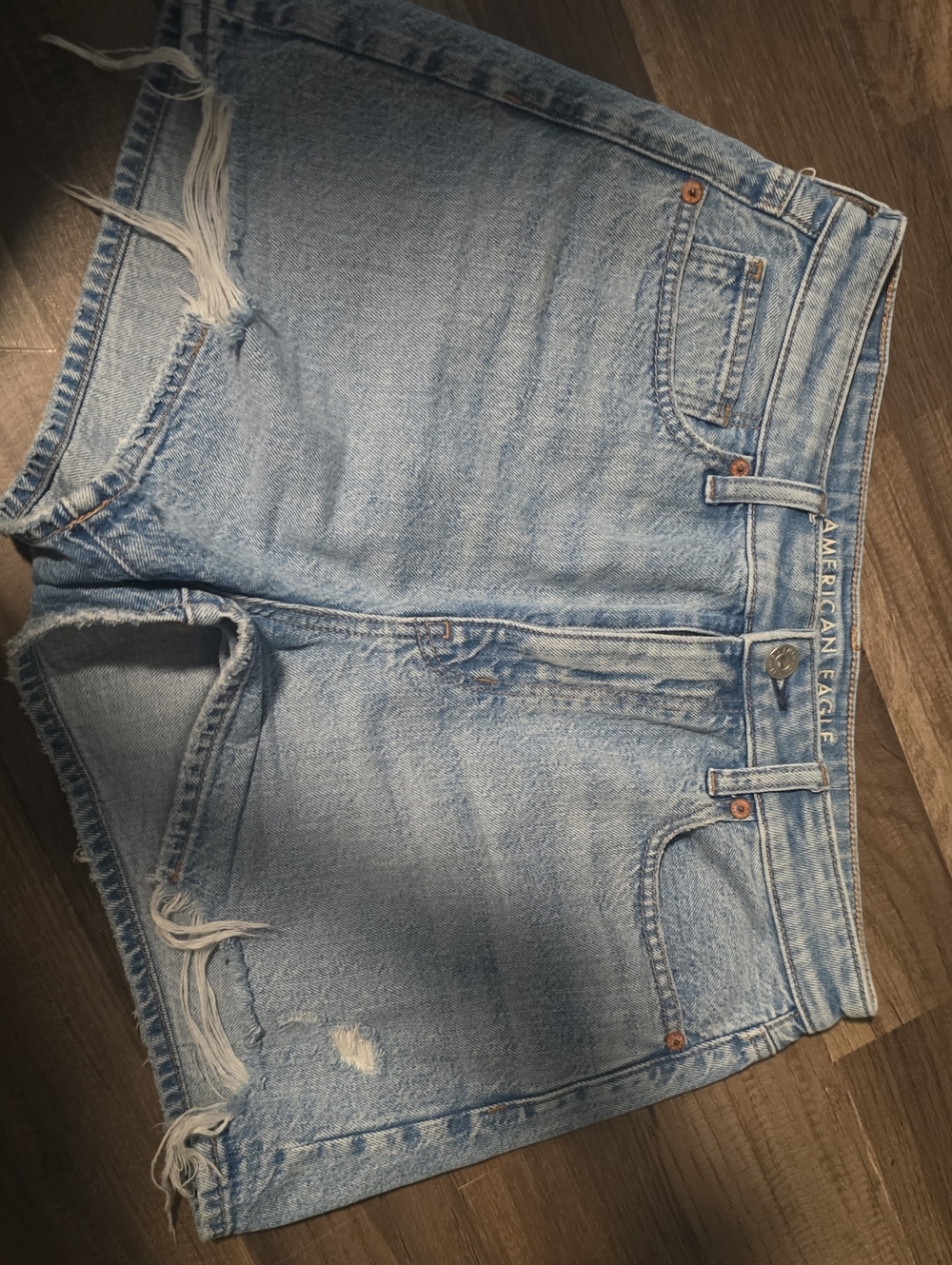 American Eagle Outfitters Light Blue Denim Shorts with Faded Wash
